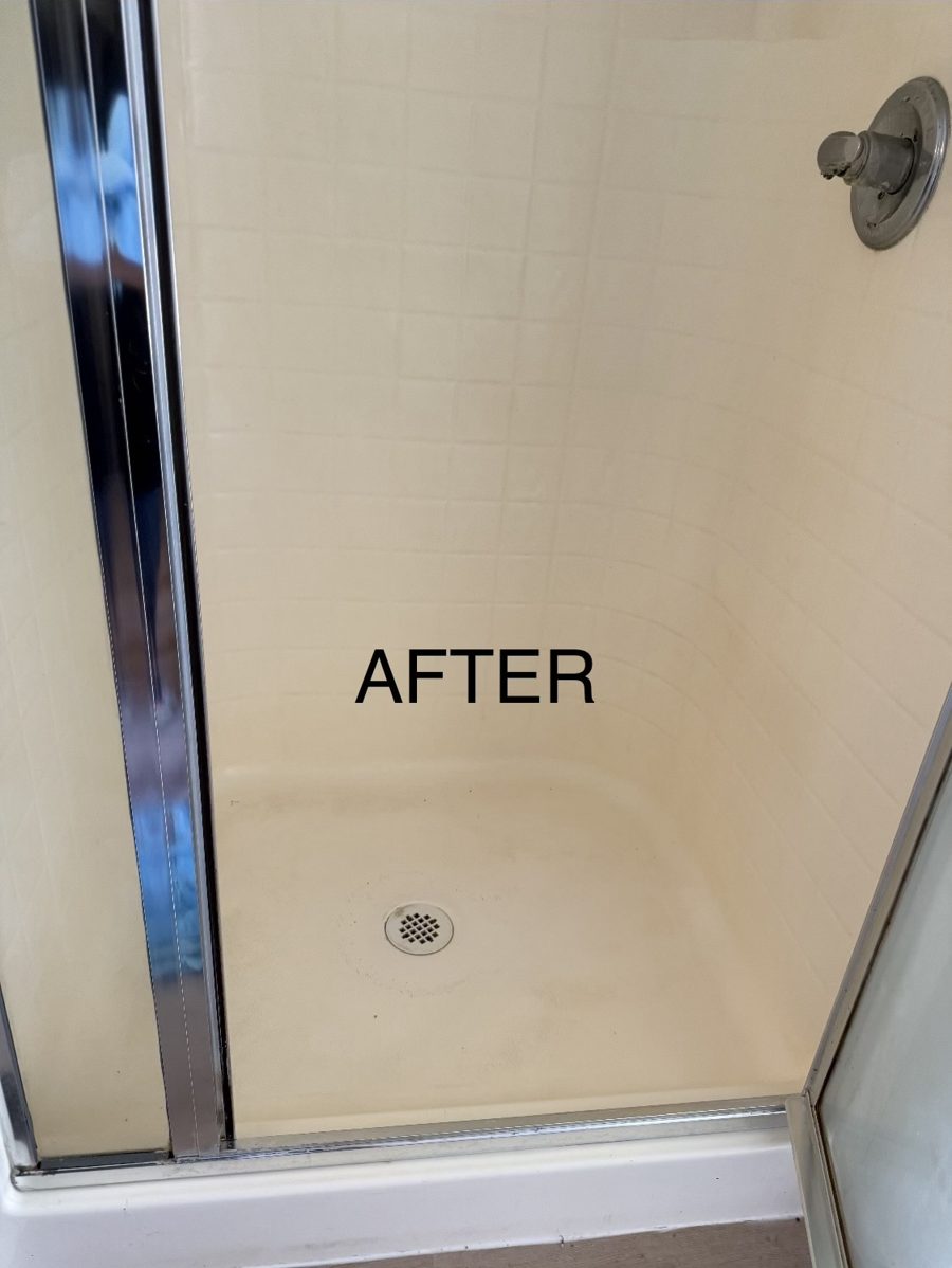 Shower pan after cleaning